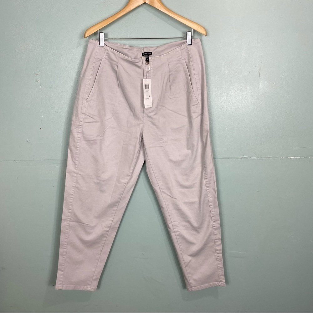 Eileen Fisher Ankle Pant With Pleats Light‎ Gray Sz 14